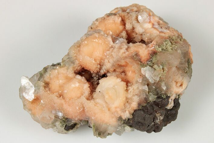 Peach Thomsonite (Zeolite) On Heulandite - Maharashtra, India #191956